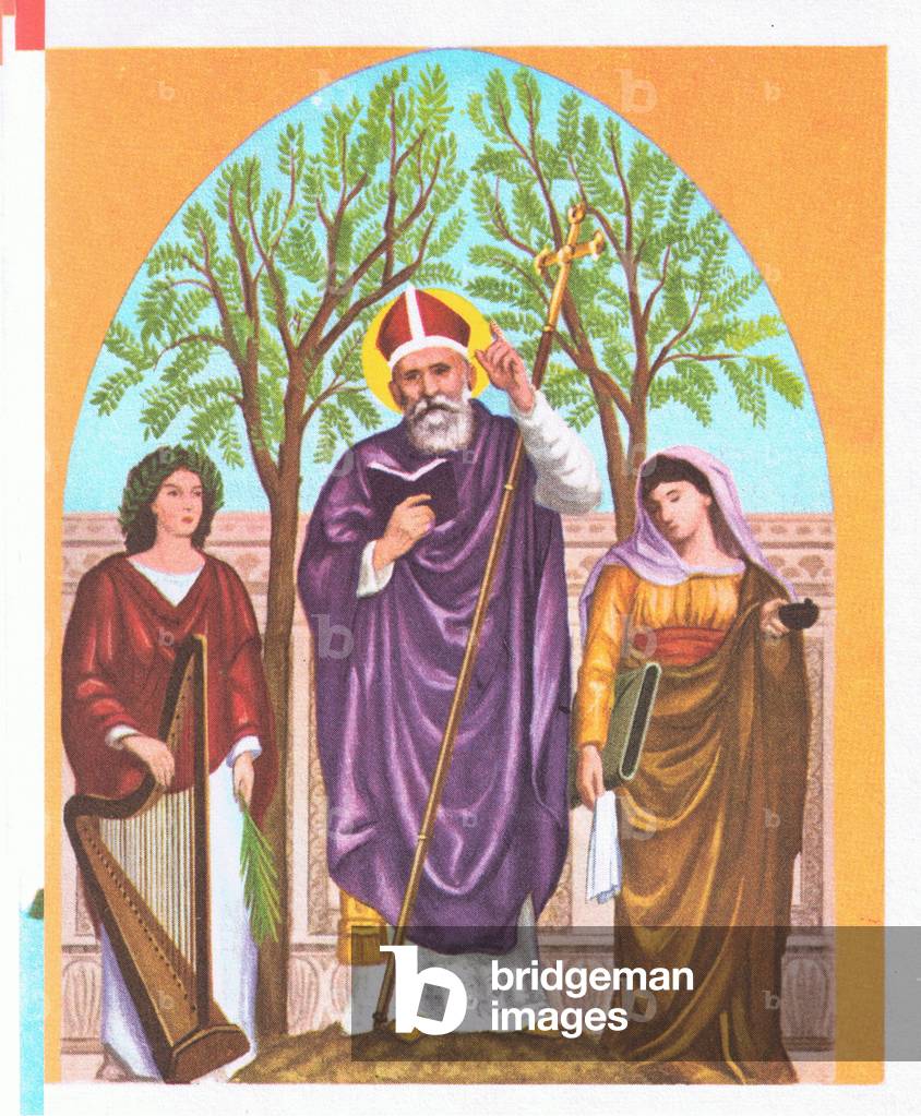 St David based on a drawing by Burne Jones, from Knowledge Magazine, 1963 (colour litho)