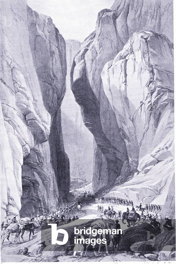 The British Army entering the Bolan Pass: First Afghan War (1838-1842) (litho)