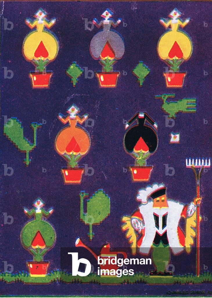 Hampton Court with King Bluebeard and his wives (A colour ride from Charing Cross), from My Magazine, pub.1922 (colour litho)