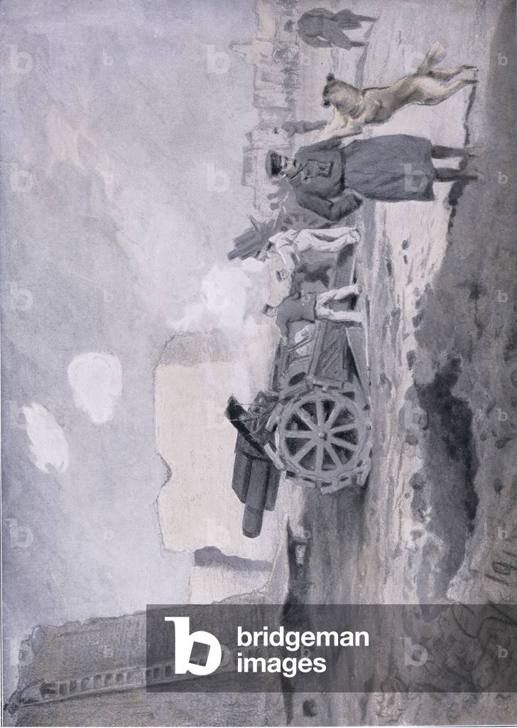 From the western Front: A battery with good cover, illustration from Hindenburg published by Daterlandischer Derlag C U Weller Berlin, 1922 (litho)