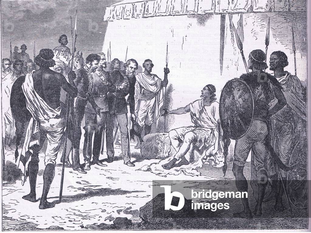 Mr Rassam's interview with King Theodore 1868 AD (litho)