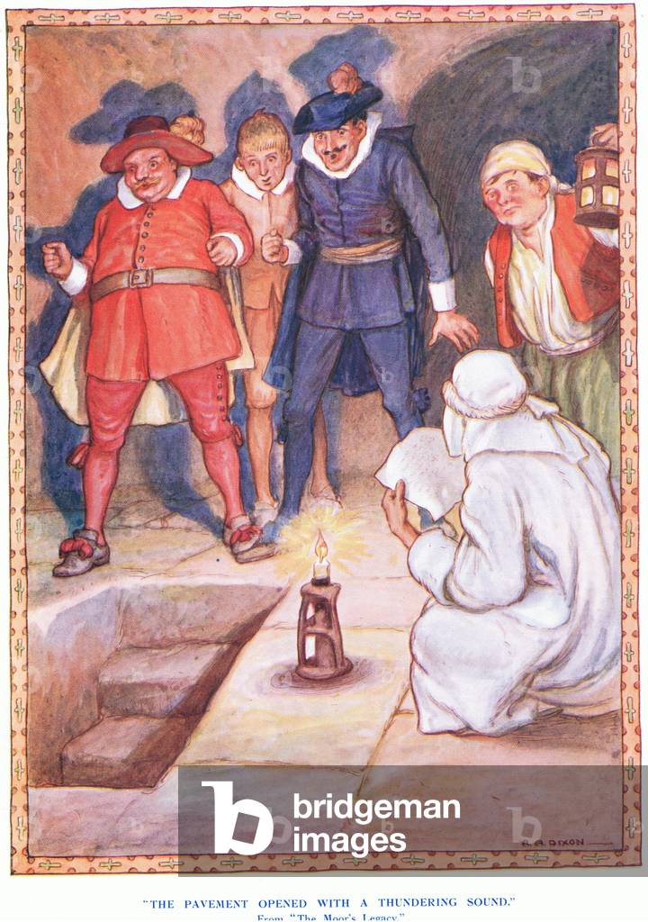 The Pavement opened with a thundering sound, illustration from 'Tales of the Alhambra' by Washington Irving (colour litho)