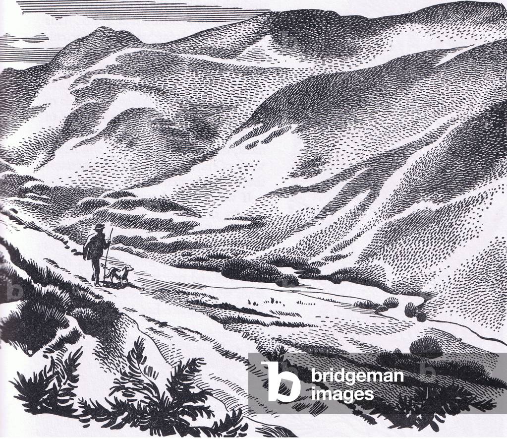 The Highlands of Scotland, illustration from The Children's Nature Book published by Odhams, 1958 (litho)