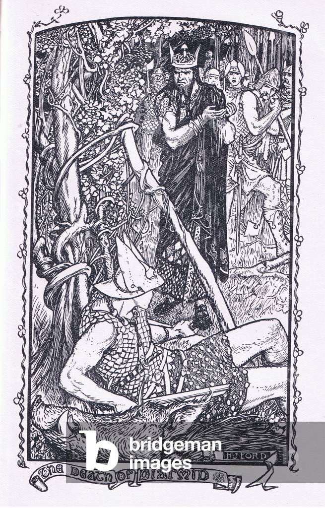 The death of Diarmid, illustration from The Book of Romance published by Longmans Green and Co, 1919 (litho)