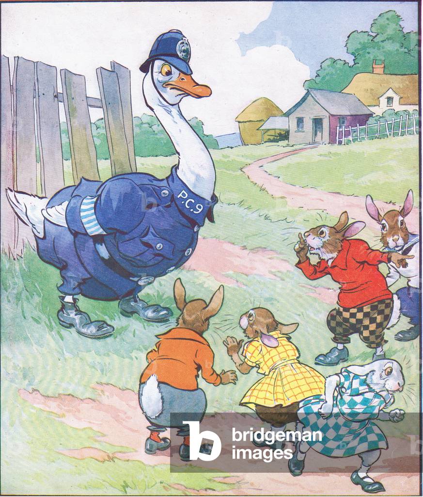 Just look Policeman Quack, from The Funny Bunnies published by Raphael Tuck, c. 1920 (colour litho)