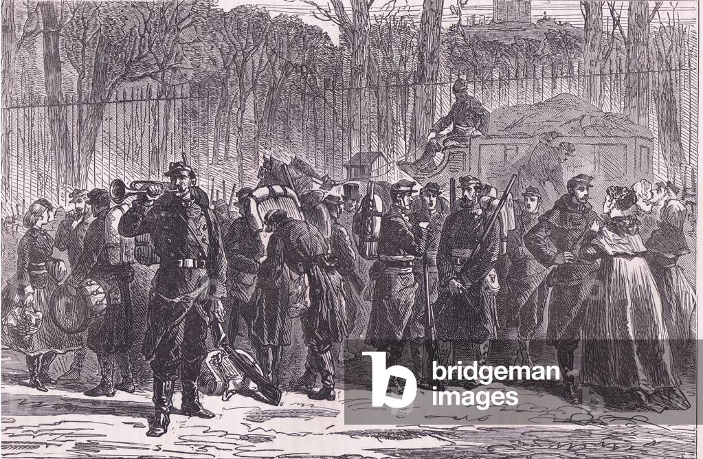Departure of the Tenth Regiment of National guards to advanced posts, Cassells History of the War between France and Germany published by Cassell and Company Limited, c.1890 (litho)