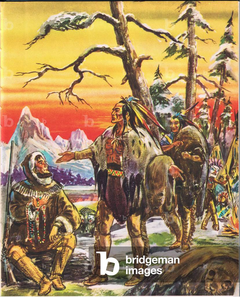 Anthony Henday and the Blackfeet (colour litho)