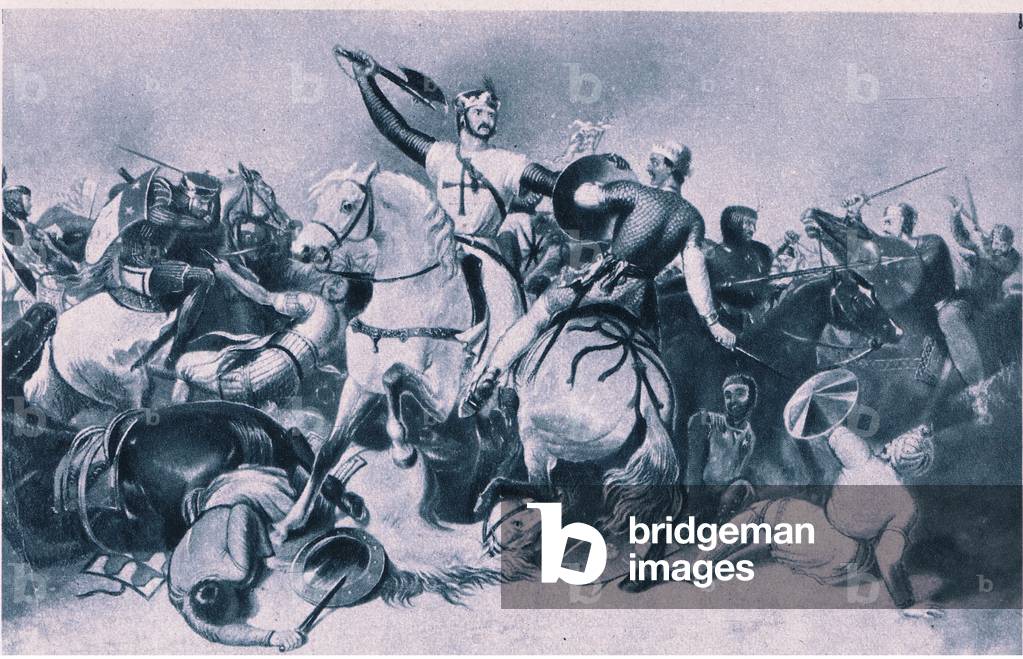 Richard I and Saladin at the Battle of Ascalon, 1192 (litho)