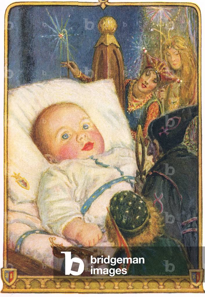 The Kingdom in which the little princess was born was a favourite dwelling place for fairies, illustration from 'Sleeping Beauty' (colour litho)