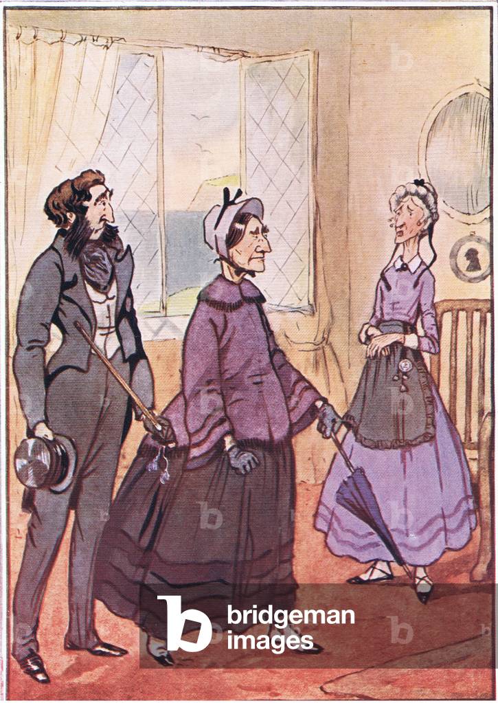 They walked haughtily out of the cottage, illustration from'David Copperfield', 1914 (colour litho)
