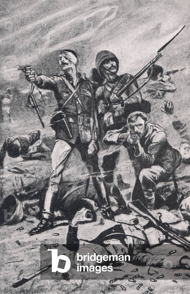 Maiwand: The gallant 66th (2nd Royal Berkshire) regiment was almost surrounded and finally had to cut its way out, illustration from 'British Battles on Land and Sea ', 1915 (litho)