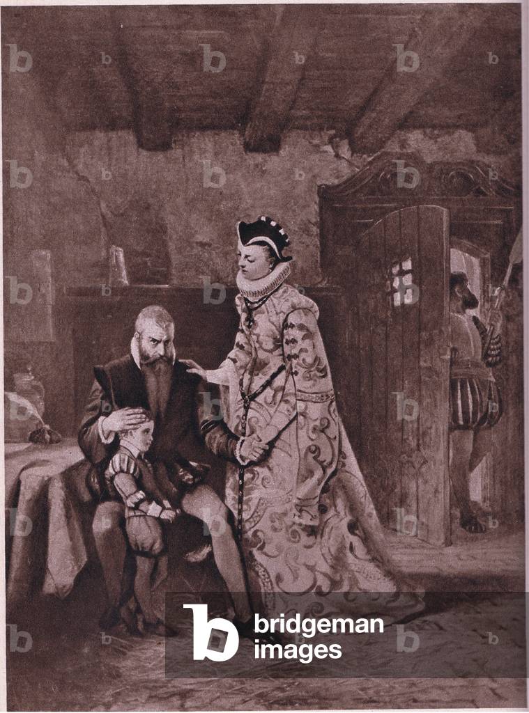 The monarch who married a cherry seller: Eric XIV king of Sweden being visited in prison by his wife Katrina (litho)