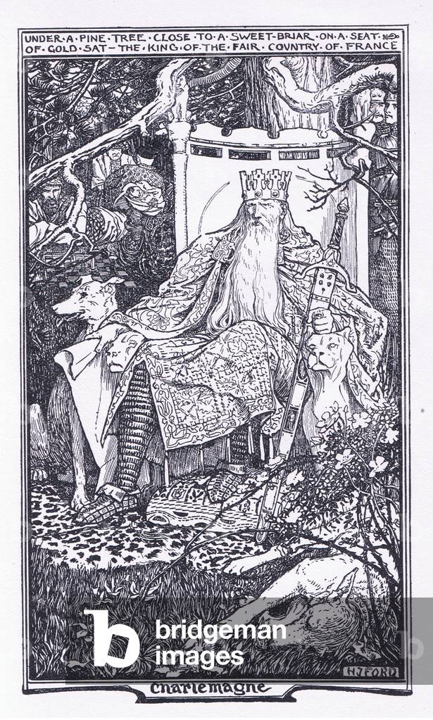 Charlemagne, illustration from The Book of Romance published by Longmans Green and Co, 1919 (litho)