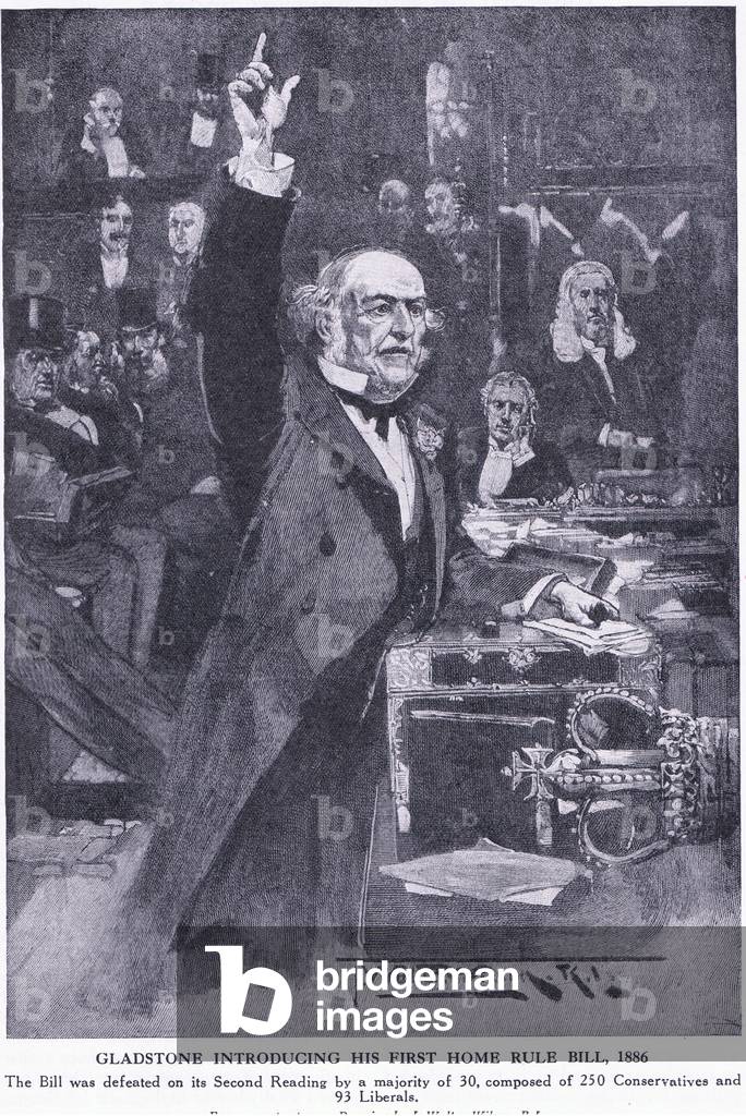 Gladstone introducing his first Home Rule Bill 1886, from Cassells History of the British People published by the Waverley Book Company Limited, c.1940 (litho)