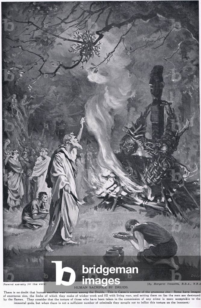 Human Sacrifice by Druids, illustration from 'Hutchinson's History of the Nations', c.1910 (litho)