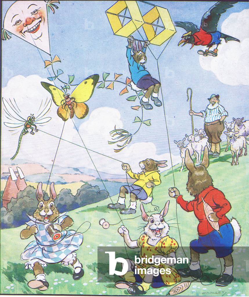 This breezy spring morning, from The Funny Bunnies published by Raphael Tuck, c. 1920 (colour litho)