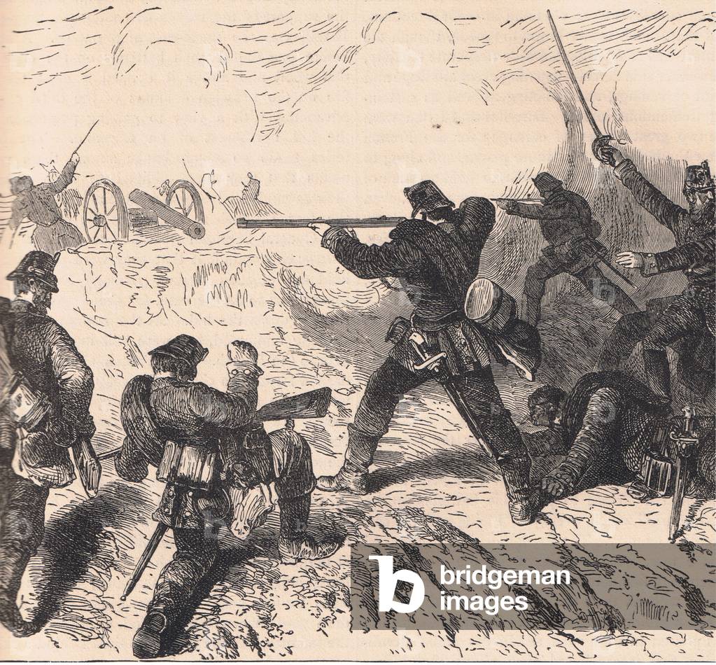 Attack on a French battery at Sedan, illustration from 'Cassells History of the War Between France and Germany', c.1924 (litho)