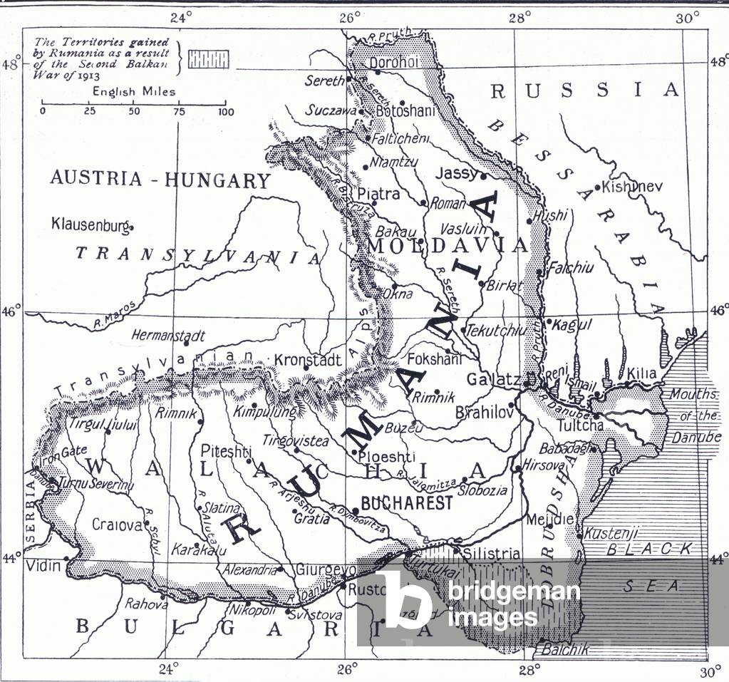 Map of Roumania, c. 1912, from Hutchinson's History of the Nations (Volume 4) published by Hutchinson, c. 1920 (litho)