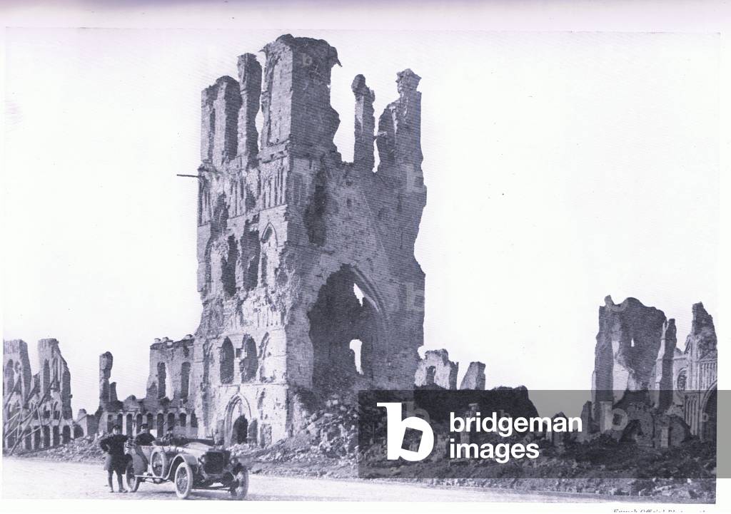 In war wrecked Ypres, illustration from European History: Great Leaders and Landmarks Vol 6 The Great War published by The Gresham Publishing Company, c.1920 (litho)