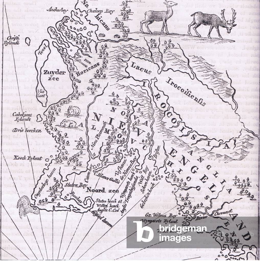 Map: New England 1682, illustration from History of the United States published by Cassell Pelter & Galpin, c.1890 (litho)