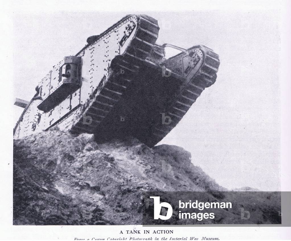 The tank in action, from Cassells History of the British People published by the Waverley Book Company Limited, c.1940 (b/w photo)