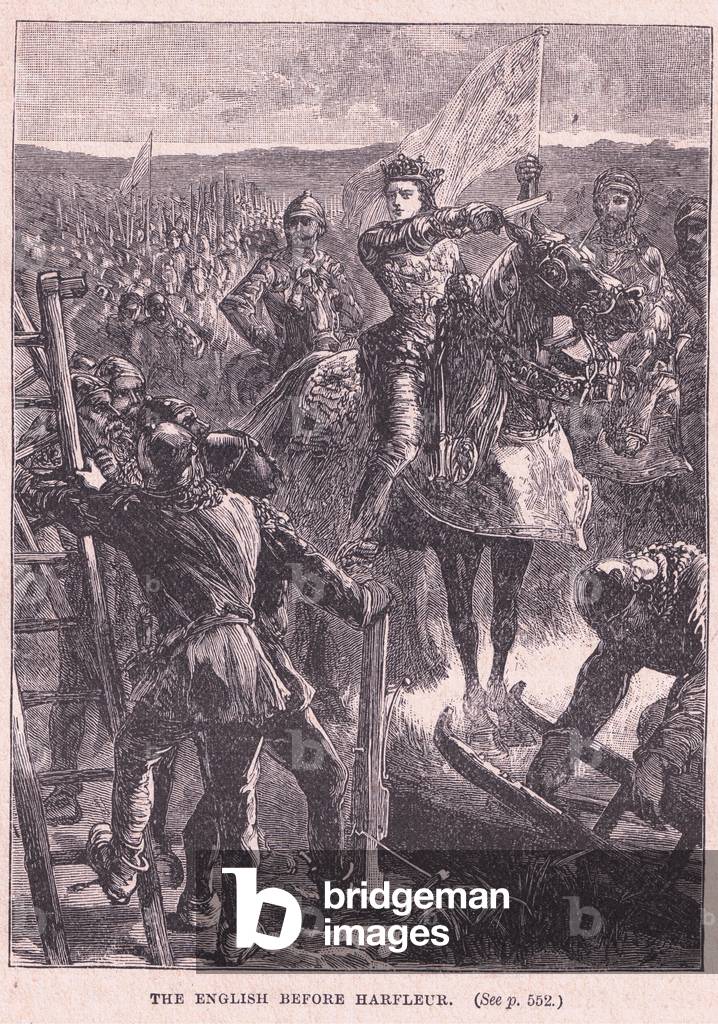 The English before Harfleur (litho)