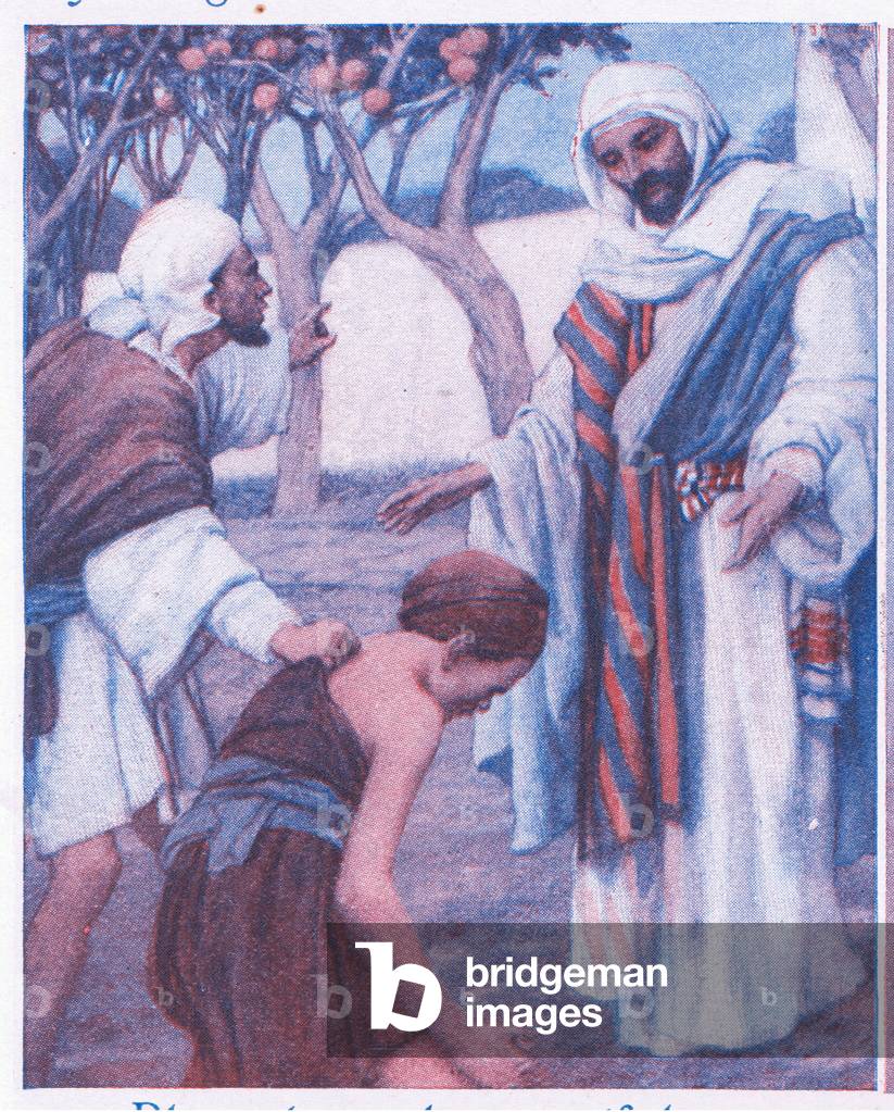 Blessed are the merciful, for they shall obtain mercy (colour litho)