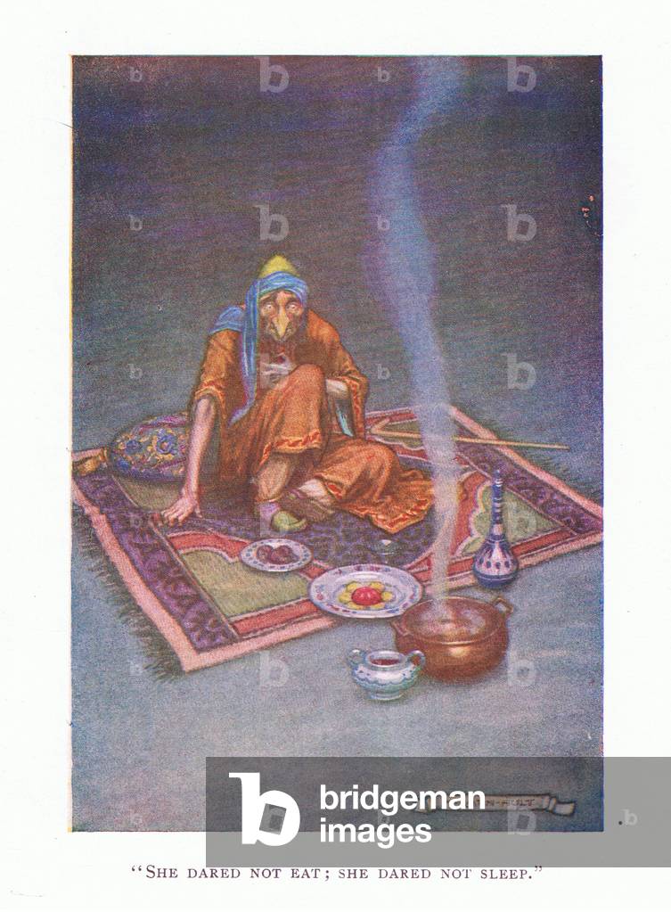 She dared not eat; she dared not sleep, 1928 (colour litho)