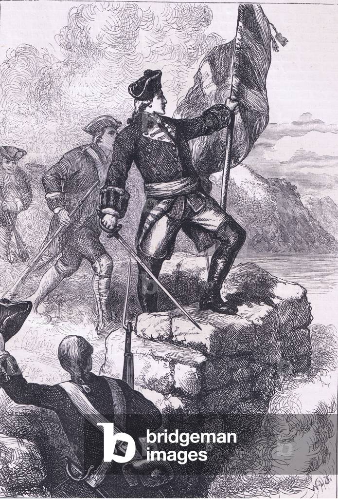 Washington planting the British flag at fort Duguesne 1759, illustration from History of the United States published by Cassell Pelter & Galpin, c.1890 (litho)