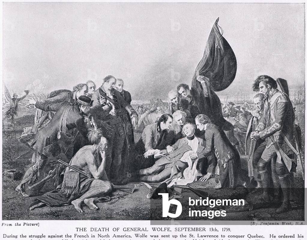The Death of General Wolfe, September 13th, 1759, illustration from 'Hutchinson's History of the Nations', c.1910 (litho)