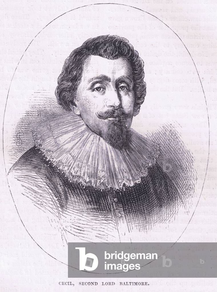Cecil, second Lord Baltimore, illustration from Cassell's History of the United States pub. by Petter & Galpin c.1890 (litho)