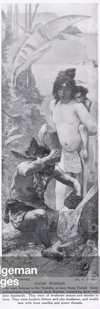 Stone Worker, illustration from 'Hutchinson's History of the Nations', c.1910 (litho)