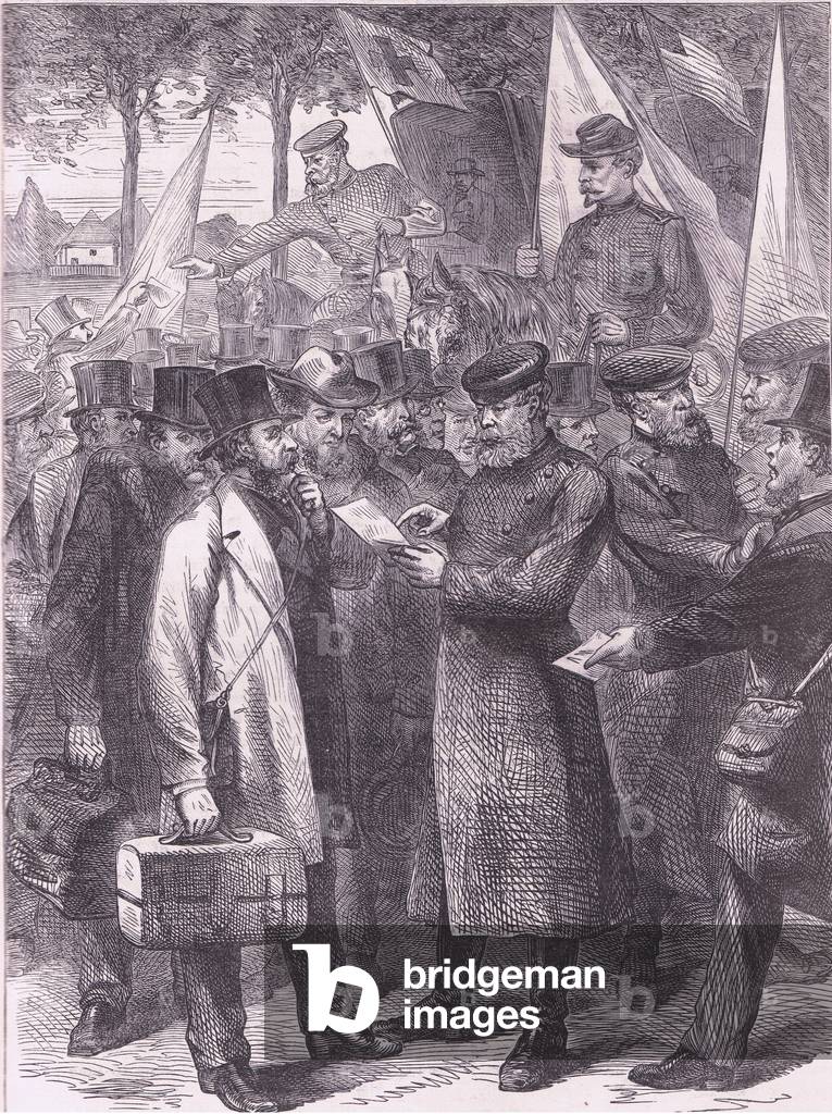 English residents leaving Paris, Cassells History of the War between France and Germany published by Cassell and Company Limited, c.1890 (litho)