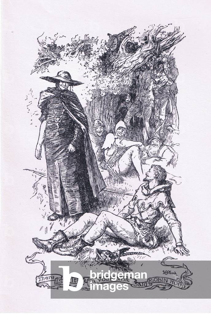There is pith in your arm said Robin Hood, illustration from The Book of Romance published by Longmans Green and Co, 1919 (litho)