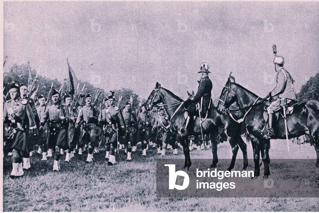 Scots guards taking the salute (litho)