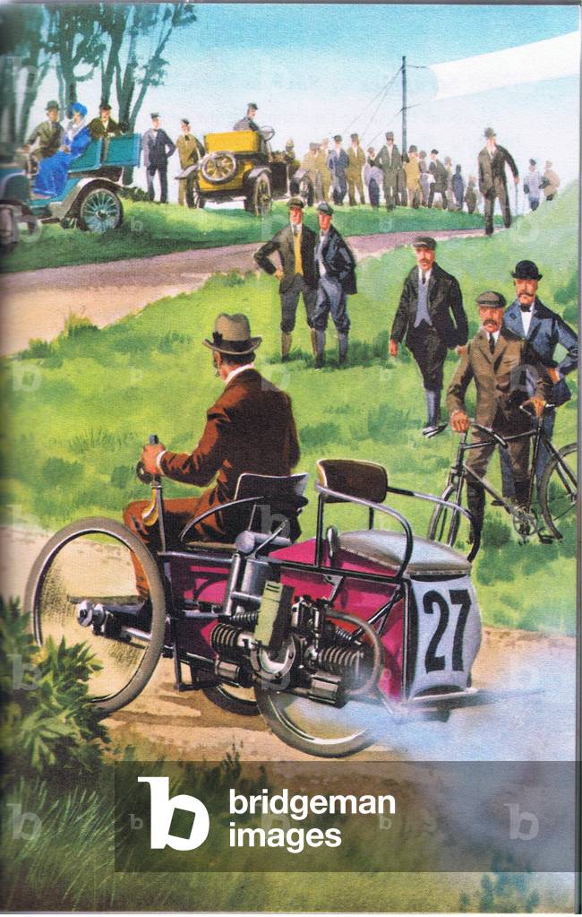 Herbert Austin drives the first Wolseley (colour litho)