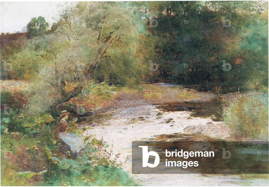 By the stream (colour litho)