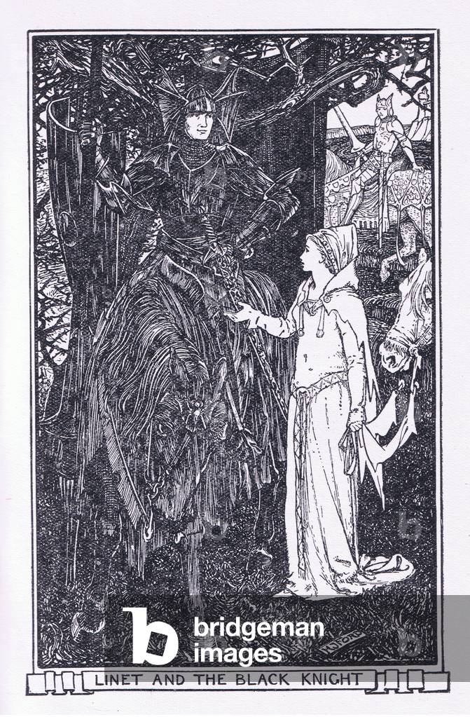 Linet and the Black Knight, illustration from The Book of Romance published by Longmans Green and Co, 1919 (litho)