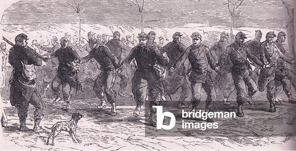 French soldiers dancing in camp, Cassells History of the War between France and Germany published by Cassell and Company Limited, c.1890 (litho)