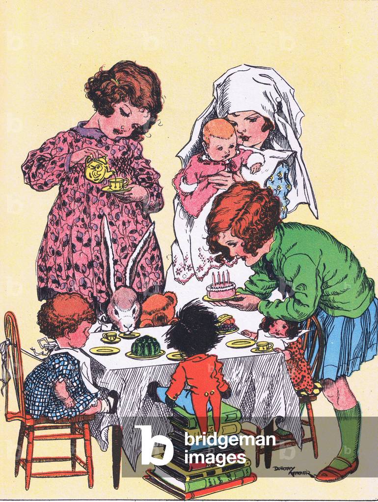 Three years old today, from Jolly Days in the Country published by Blackie & Son Ltd, 1949 (colour litho)