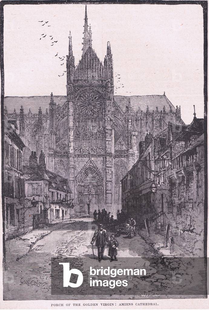 Porch of the Golden Virgin: Amiens Cathedral (litho)