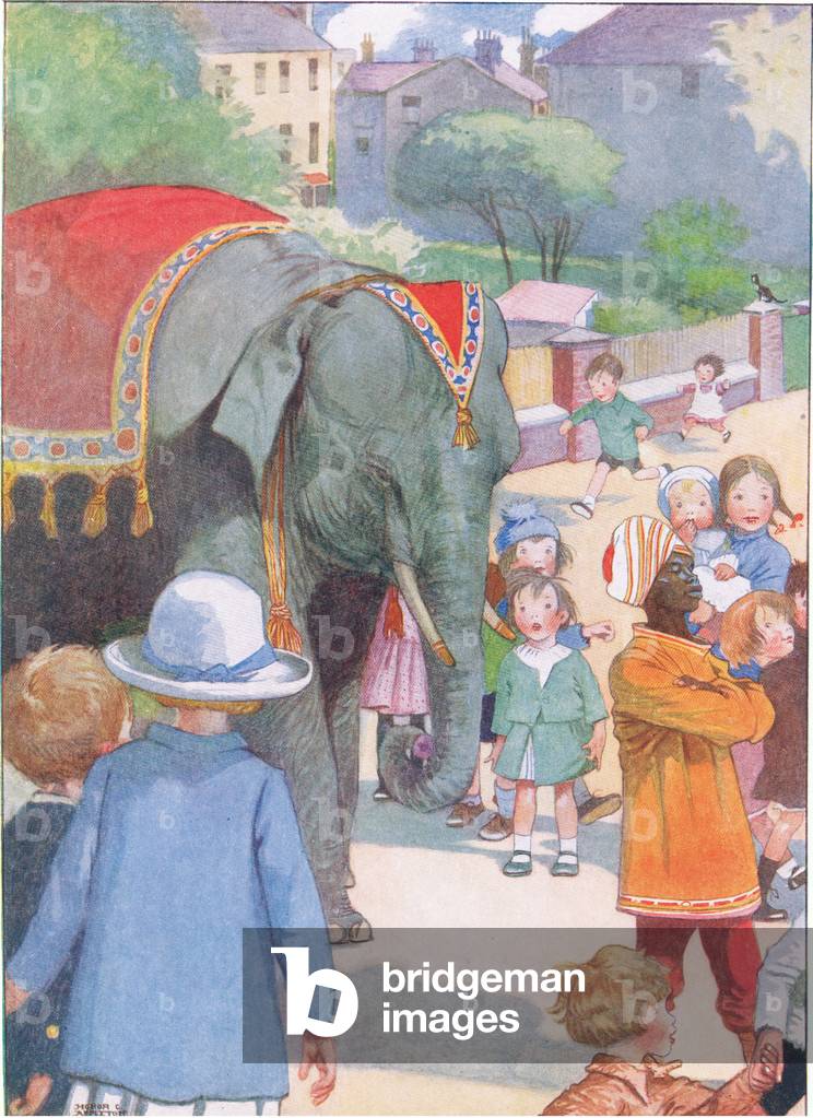 It turned out to be an elephant, illustration from Josephine, John and the Puppy published by Blackie & Son Limited, c.1940 (colour litho)