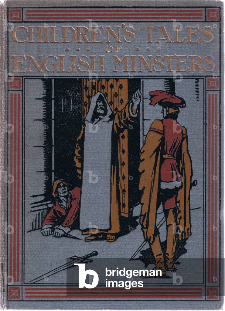 Front board design, illustration from'Childrens Tales of English Minsters', c.1920 (colour litho)
