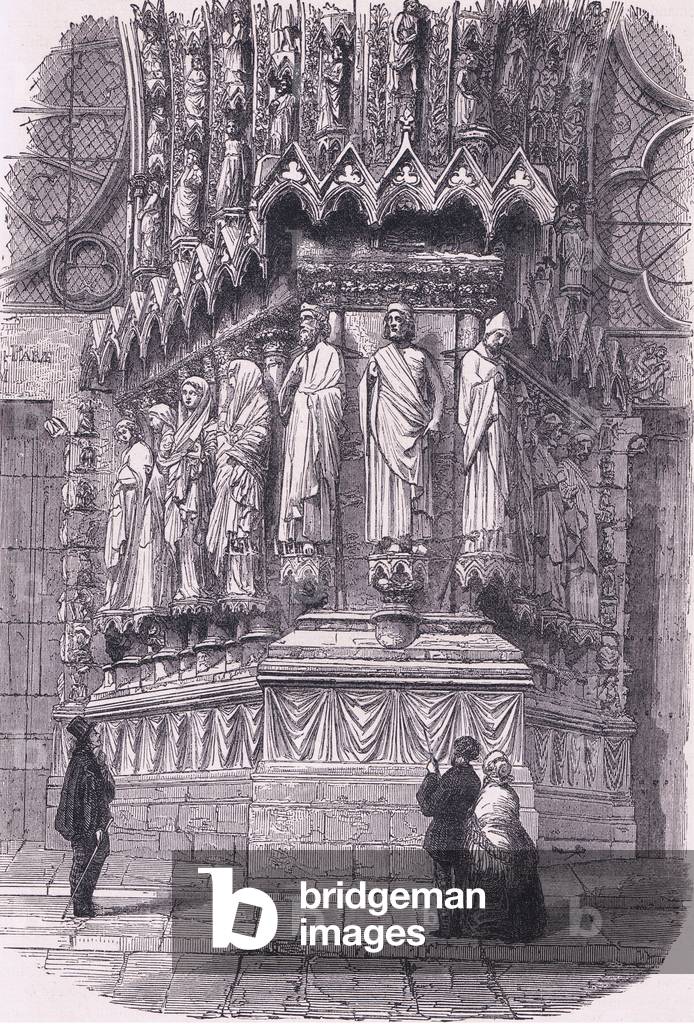 View of the interior of Rheims Cathedral, illustration from 'Cassells History of the War Between France and Germany', c.1936 (litho)