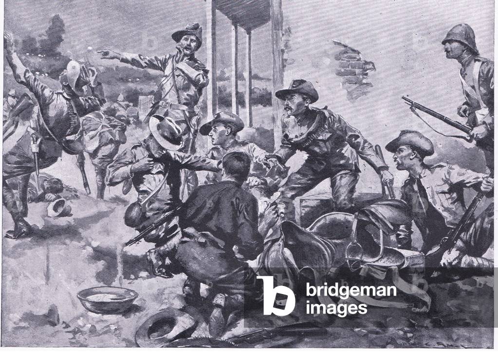 The attack on Hamel Fontein Farm, from After Pretoria: The Guerilla War published by Harmsworth Bros Limited, 1901 (litho)