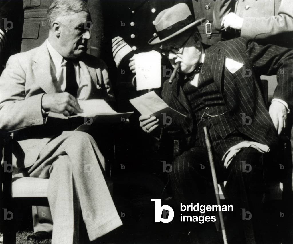 Franklin D. Roosevelt (1882-1945) and Winston Churchill (1874-1965) at the Casablanca Conference, January 1943 (photo)