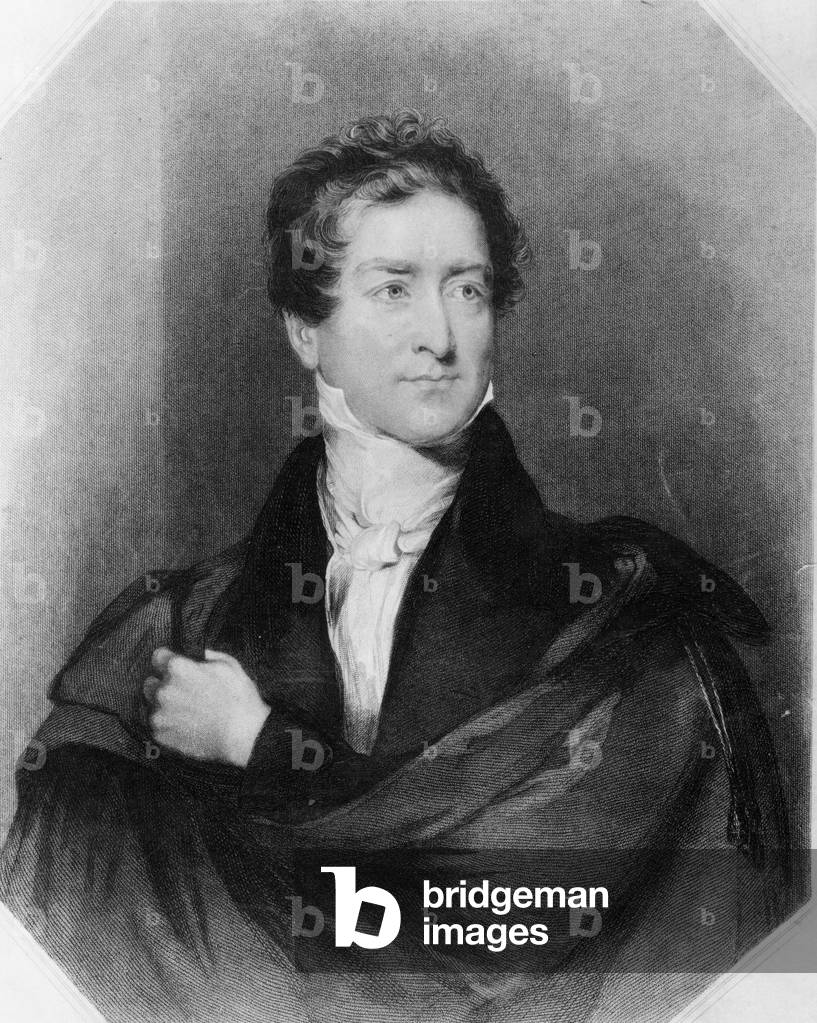 Portrait of Sir Robert Peel (1788-1850) (engraving) (b/w photo)