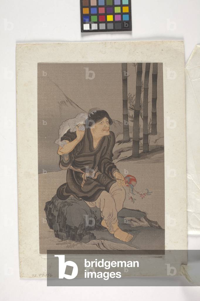 Hermit And Bullfrog (colour woodcut)