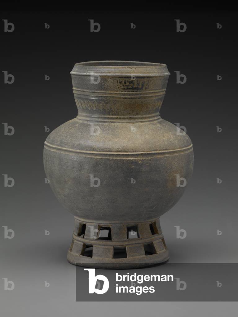 Rounded Jar With Pierced Pedestal Foot (stoneware with traces of natural glaze)