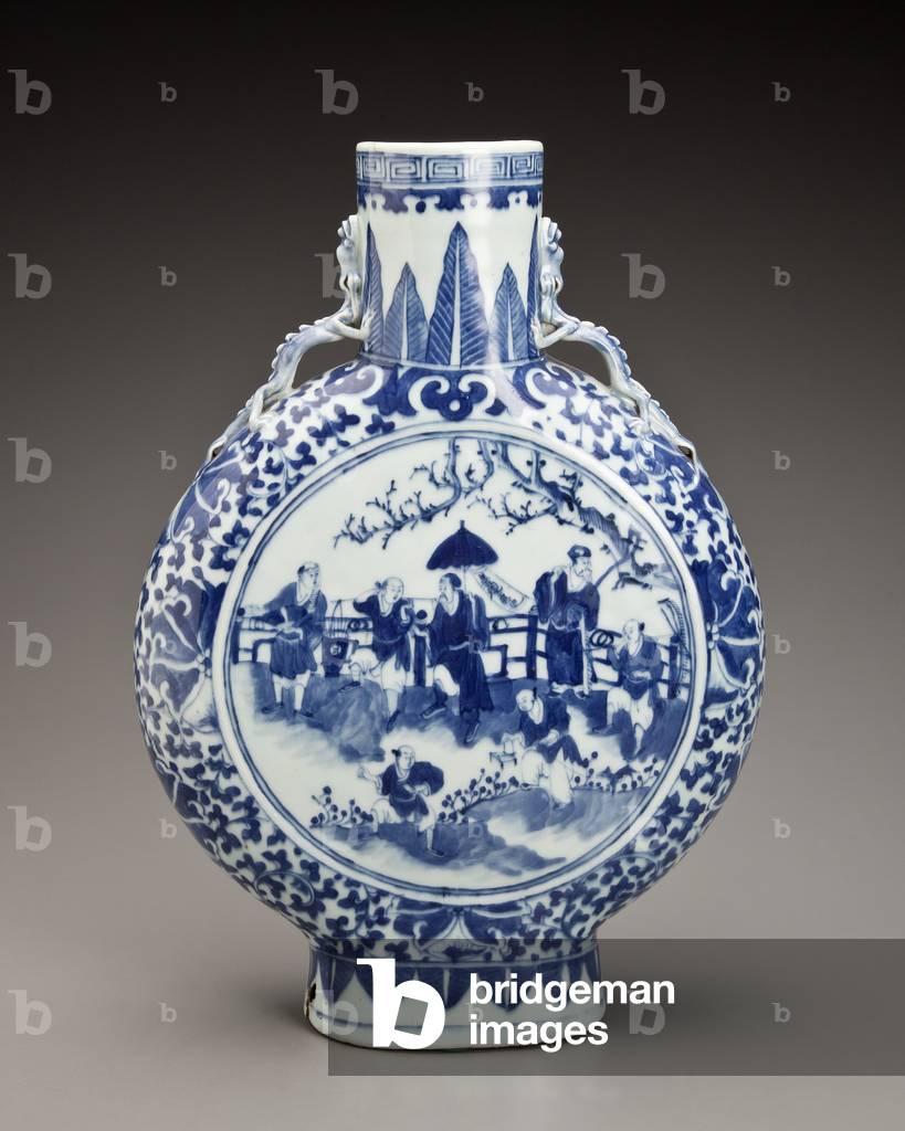 Pilgrim flask (porcelain, charcoal, paper)